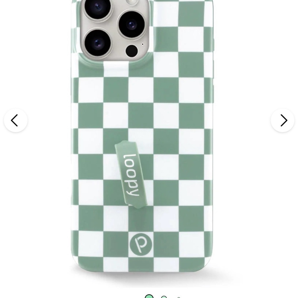 Loopy Case | iPhone 16 PRO MAX | Green and White Checkered Phone Case